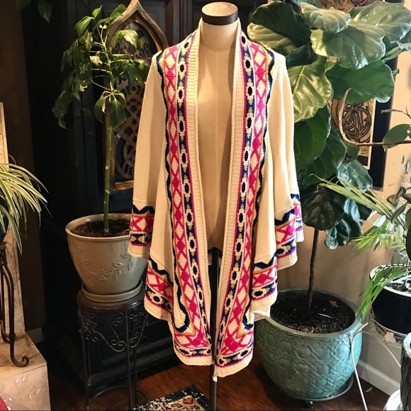 Saffron kimono sweater knit scarf wrap cover up - Picture 3 of 8